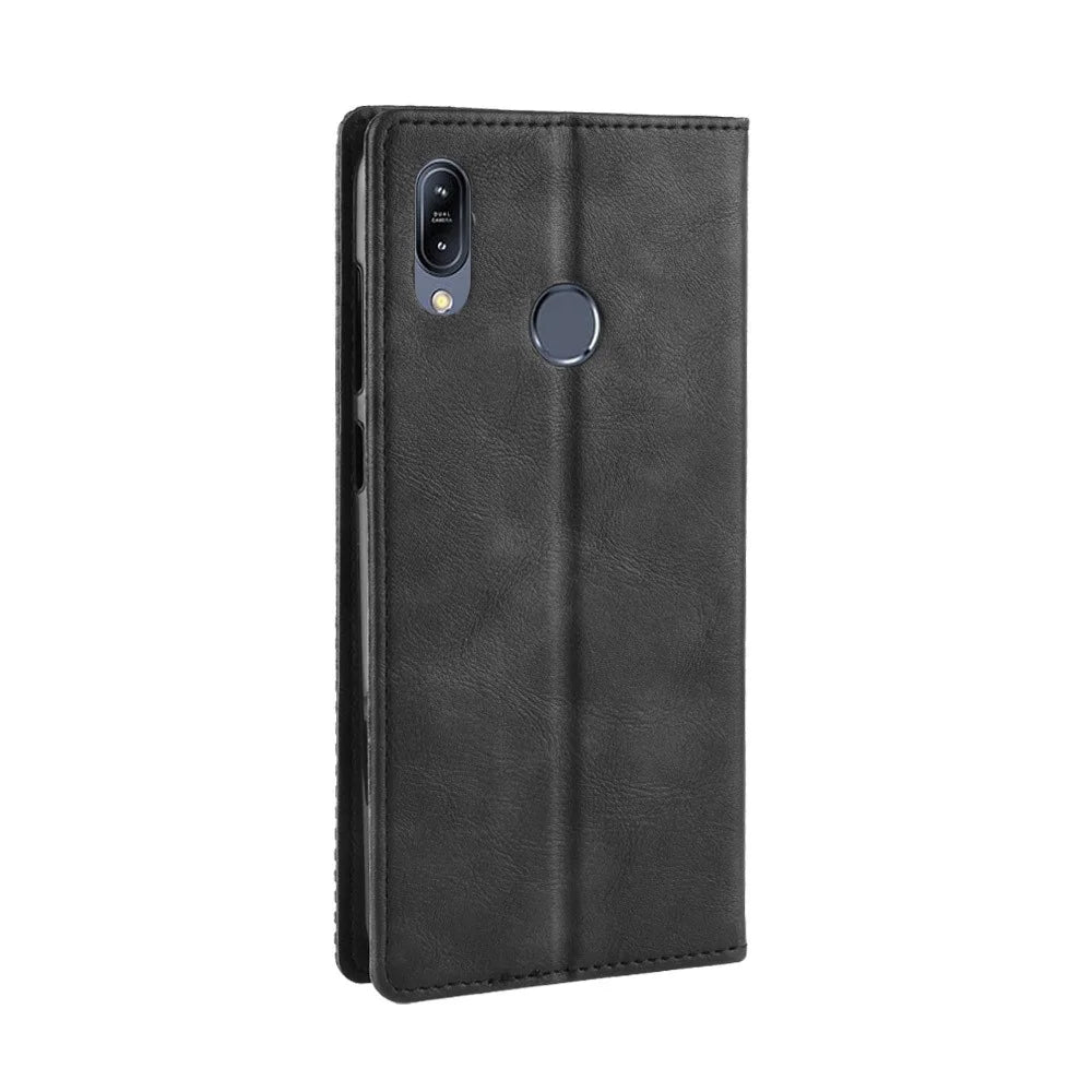 Vintage Style Wallet Leather Stand Cover for Asus Zenfone Max (M2) ZB633KL - Black - 7
