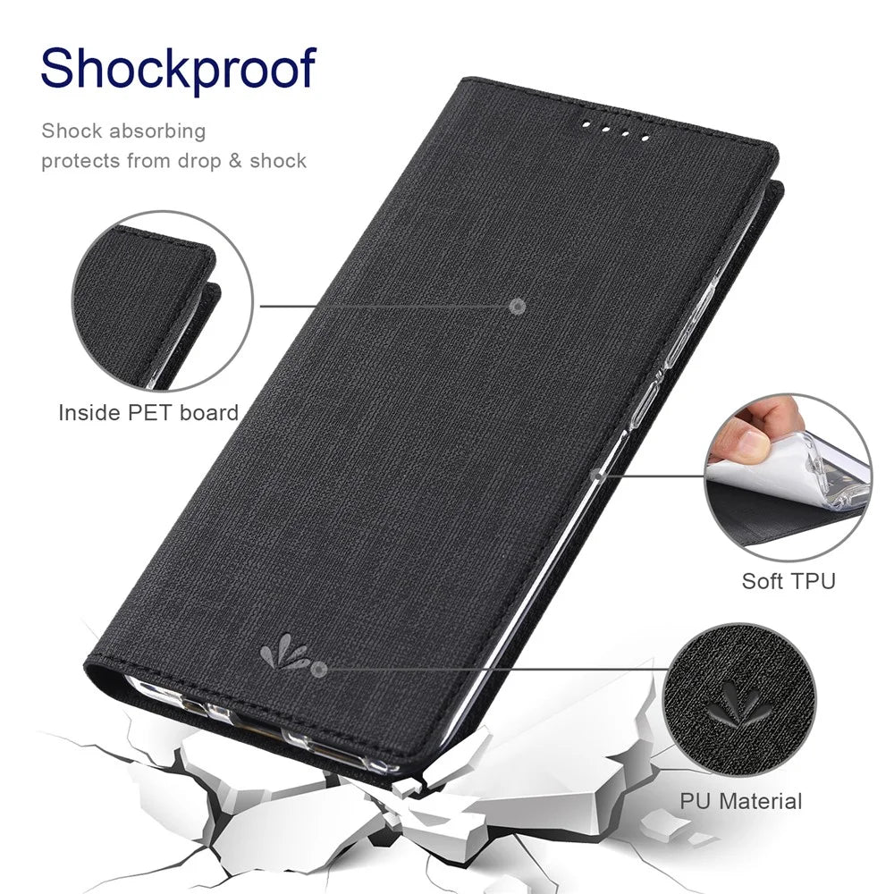 VILI DMX Cross Texture Leather Stand Case Cover with Card Holder for Asus Zenfone 8 (ZS590KS/ZS673KS) - Black - 6