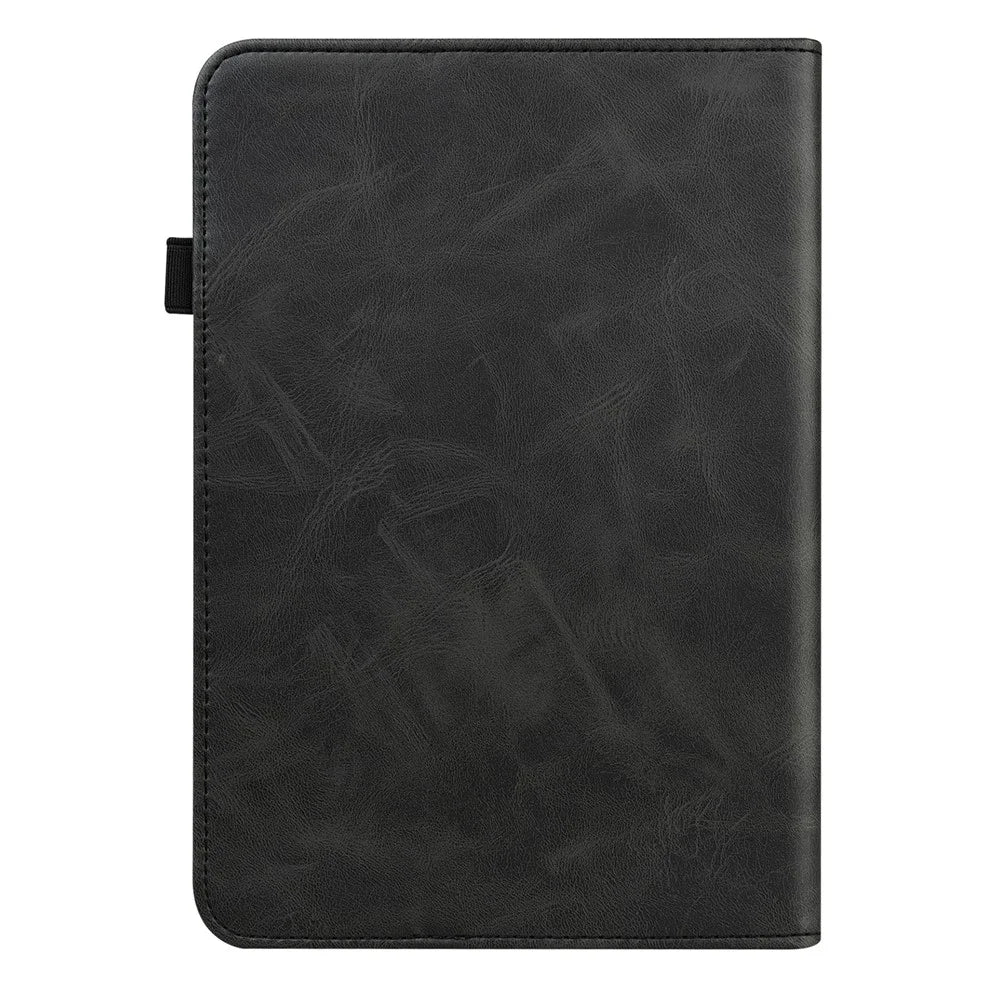 Line Imprinted Folio Stand PU Leather Auto Wake/Sleep Tablet Case with Card Slots for Amazon Kindle Paperwhite 5 (2021) - Black - 2