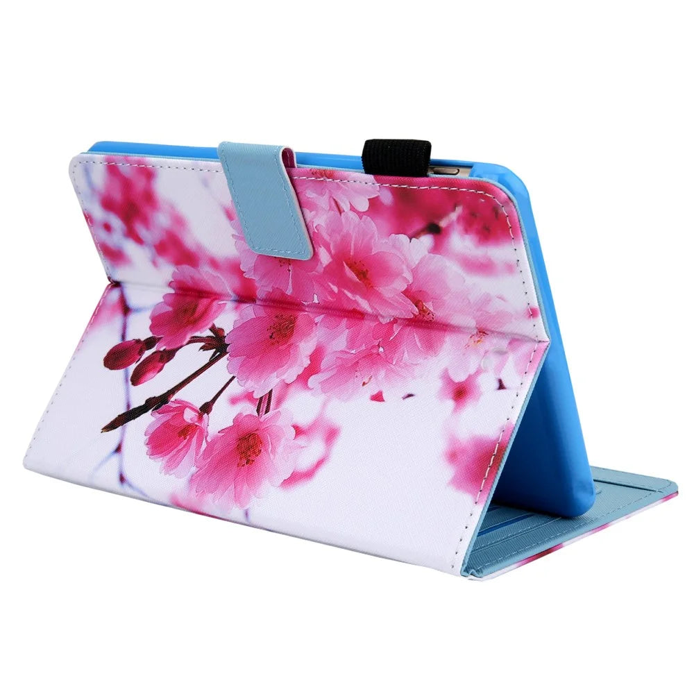 Foldable Stand Card Slots Design Pattern Printing Full Protection Leather Case Cover for Amazon Kindle Paperwhite 5 (2021) - Sakura - 4