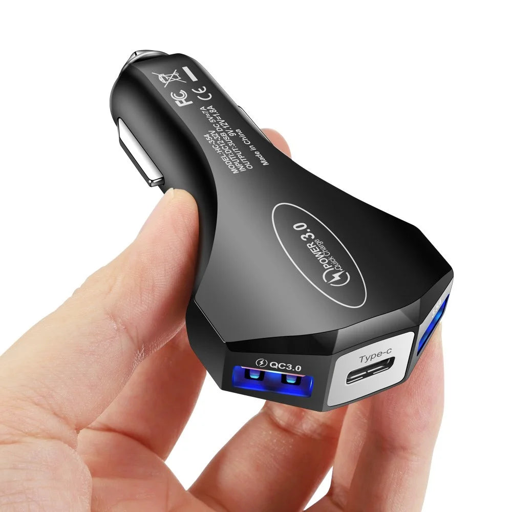 35W 7A Dual USB + 1 Type-C QC3.0 Fast Charging Mobile Phone Car Charger Power Adapter (CE, FCC Certificated) - Black - 1