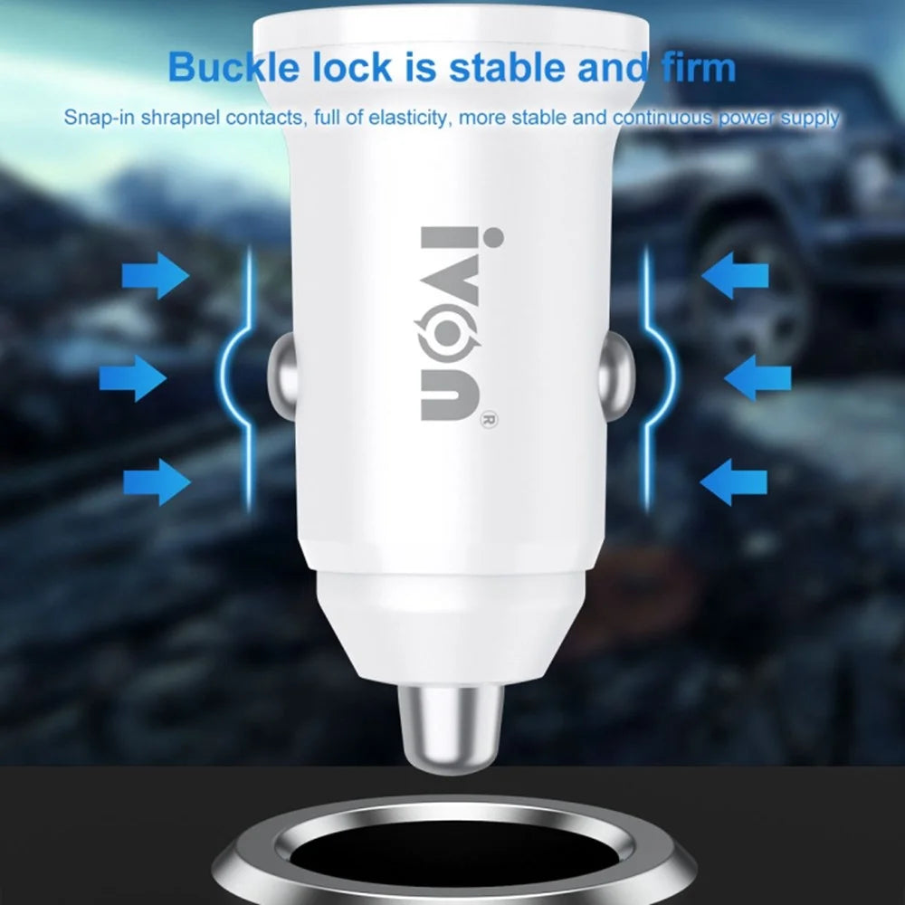IVON CC45 20W PD 3.0 Type-C+QC 3.0 USB Dual Port Mini Car Charger Phone Fast Charging Adapter - 2