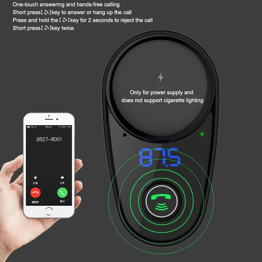 LOHEE S-06 Bluetooth-compatible Car Charger FM Transmitter Dual USB Fast Car Charger Adapter with Cigarette Lighter Port Support U-disk for iPhone Android - 6