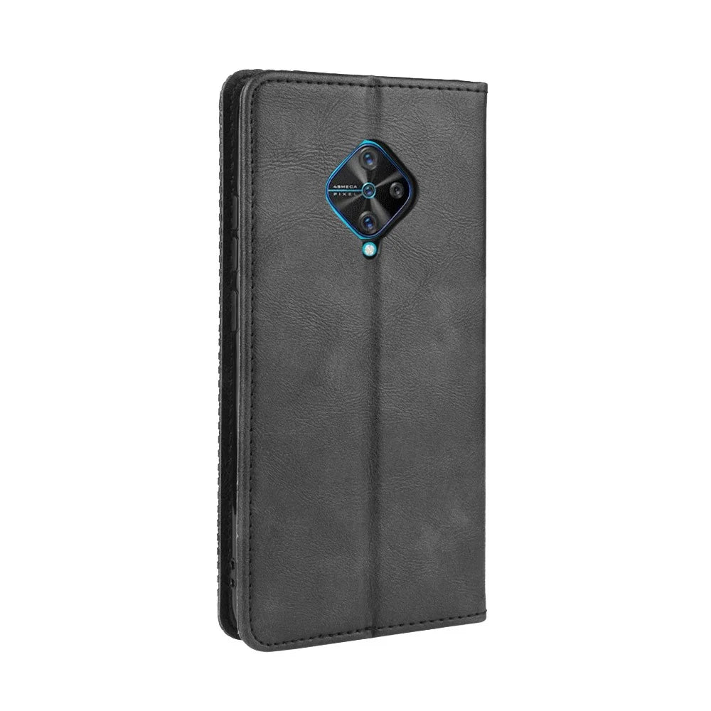 Vintage Style Leather Wallet Cell Phone Cover for vivo V17 (Russia Version)/S1 Pro - Black - 2