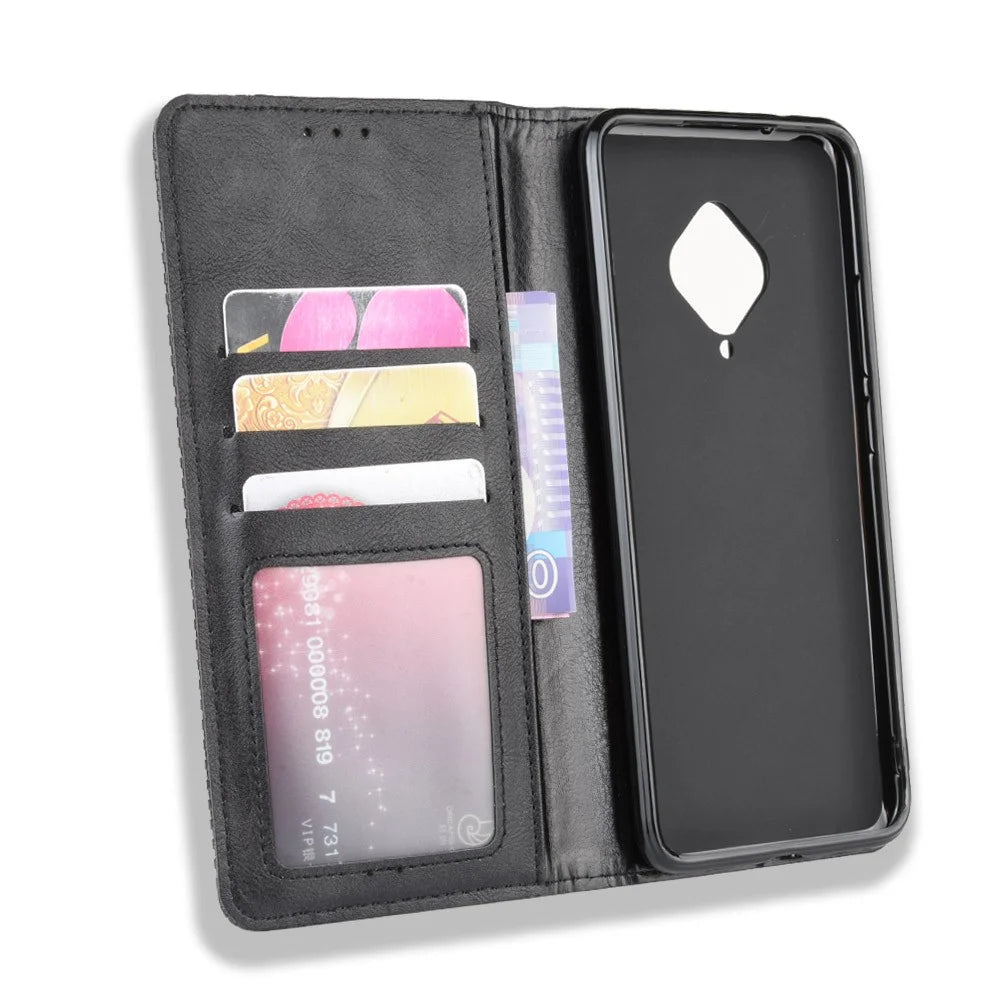 Vintage Style Leather Wallet Cell Phone Cover for vivo V17 (Russia Version)/S1 Pro - Black - 4