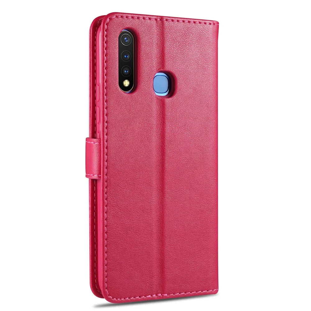 AZNS PU Leather Wallet Mobile Cover for vivo U3/Y19/Y5s - Rose - 3