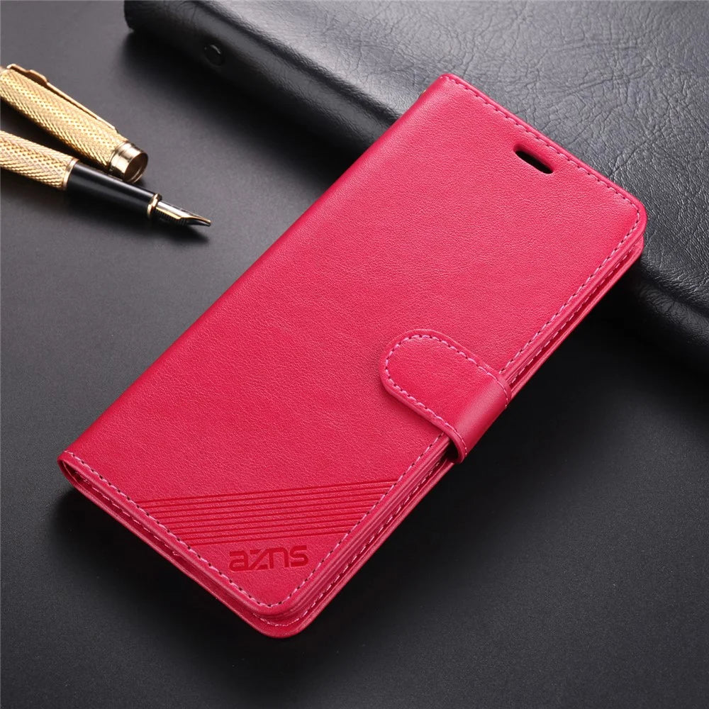 AZNS PU Leather Wallet Mobile Cover for vivo U3/Y19/Y5s - Rose - 5