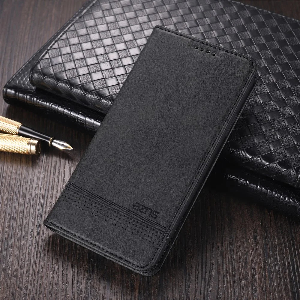 AZNS Auto-absorbed Magnetic Stand Wallet Leather Mobile Shell Case for vivo X60 5G - Black - 5