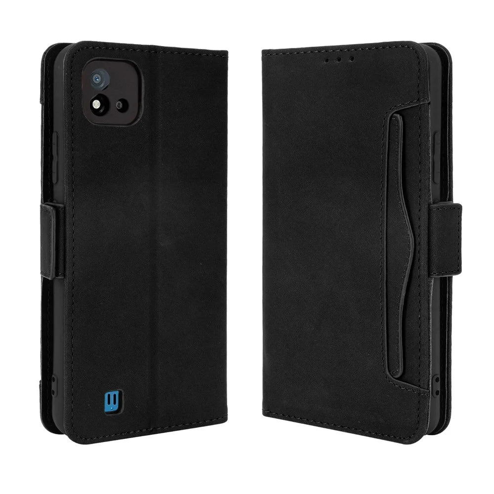 Multiple Card Slots Wallet Leather Stand Cover for Realme C11 2021 / C20 / C20A Phone Case - Black - 1