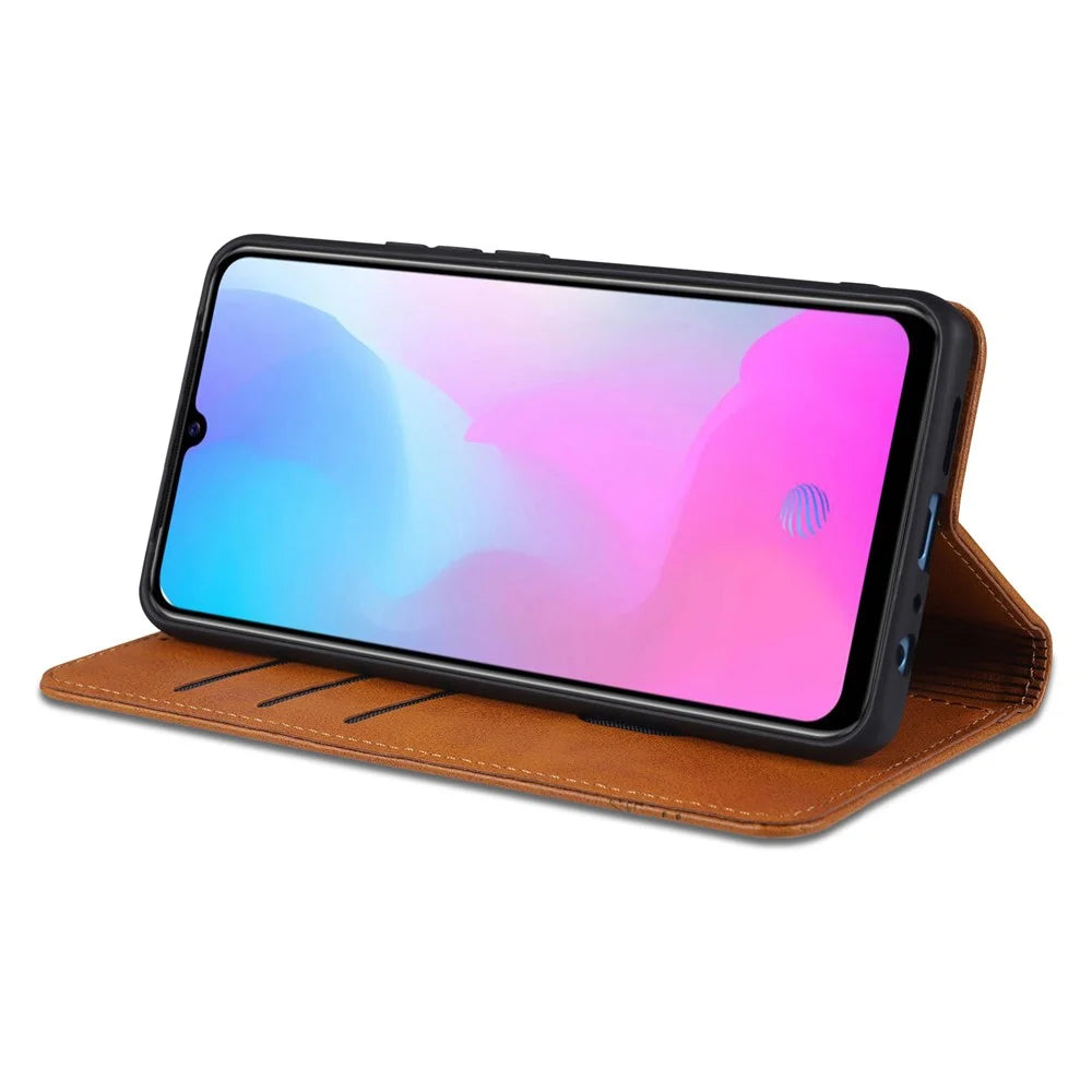 AZNS Auto-absorbed Magnetic Leather Wallet Case Phone Stand Shell for vivo V21e 4G/Y73 (2021) - Brown - 4