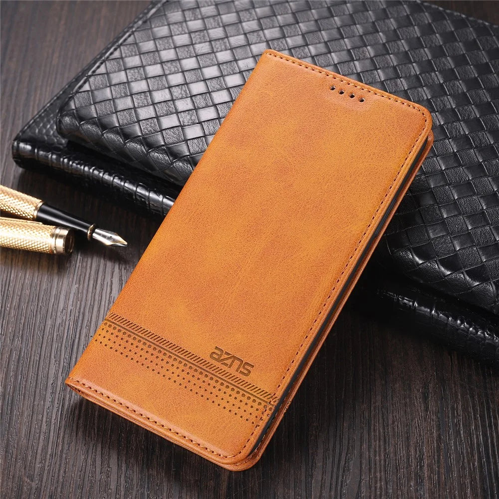 AZNS Auto-absorbed Magnetic Leather Wallet Case Phone Stand Shell for vivo V21e 4G/Y73 (2021) - Brown - 6