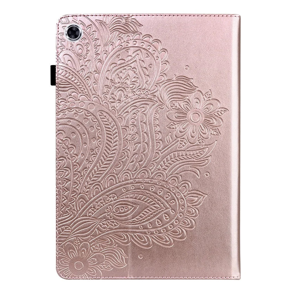 Imprinting Flower Card Slots Stand Design PU Leather Tablet Cover Case for Realme Pad 10.4-inch - Rose Gold - 2