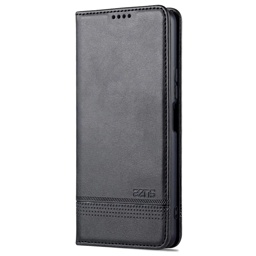 AZNS Wallet Stand Phone Case TPU Interior PU Leather Magnetic Absorption Flip Cover for vivo T1 5G - Black - 2