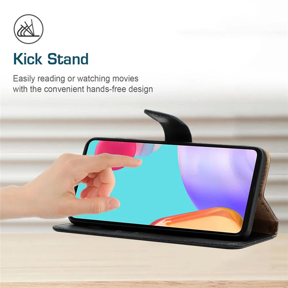 For Realme 9i / Oppo A36 4G / A76 4G / A96 4G / K10 4G Nappa Texture Wallet Folio Flip Case Genuine Leather Anti-scratch Phone Protector with Stand - Black - 3
