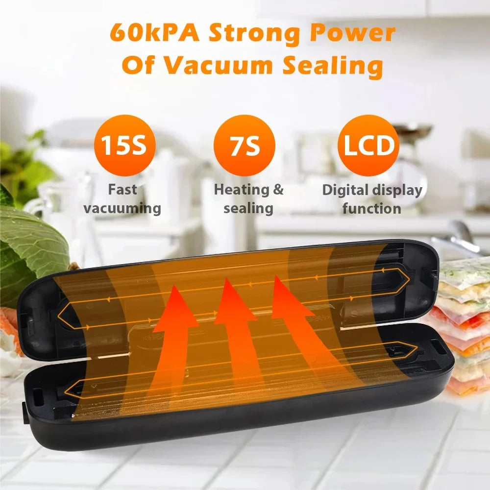 Household Vacuum Sealer Snack Packaging Fresh Keeping Sealing Machine, with 10 Vacuum Bags - Black / EU Plug - 2