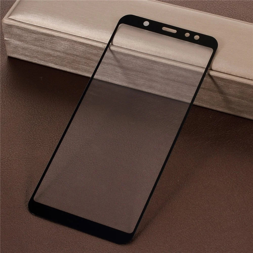 5D Curved Full Coverage Silk Print Tempered Glass Screen Protector for Samsung Galaxy A6+ (2018) - Black - 1