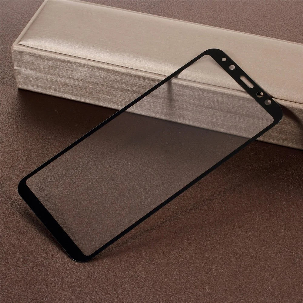 5D Curved Full Size Silk Print Tempered Glass Screen Protector for Samsung Galaxy A6 (2018) - Black - 2