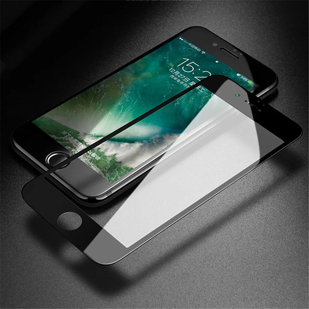 MOCOLO Silk Printing Screen Protector for iPhone 7/8/SE (2022)/SE (2020) 4.7 inch, Complete Coverage Full Glue Tempered Glass Anti-Explosion Guard Film - Black - 2