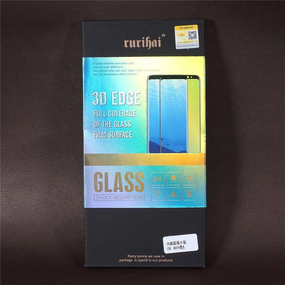 RURIHAI 0.26mm 3D Curved Full Screen Tempered Glass Protection Film for Samsung Galaxy Note 9 (Opening on Top) - Black - 6