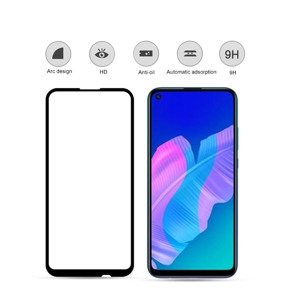 AMORUS Silk Printing Anti-explosion Tempered Glass Full Screen Film [Full Glue] for Huawei P40 lite E / Y7p / Honor 9C - 5