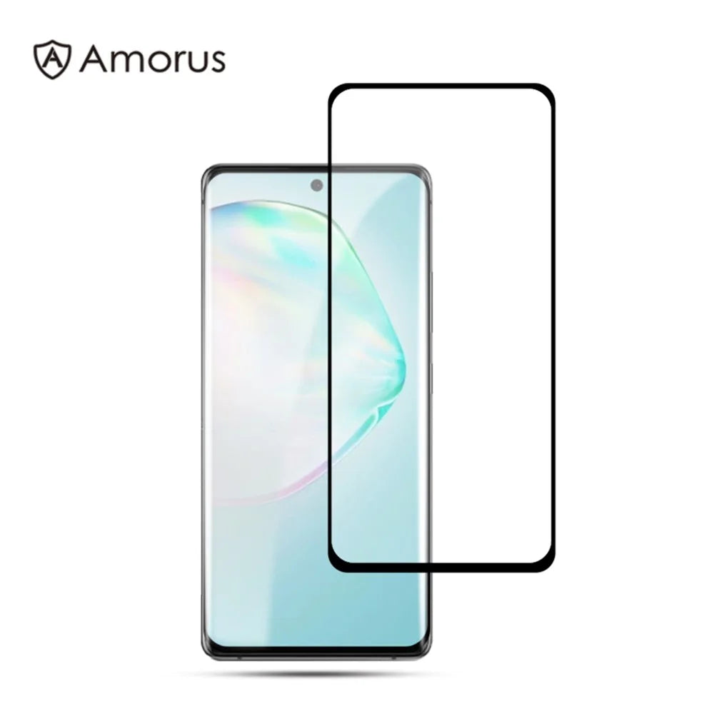 AMORUS Full Glue Full Cover Silk Printing Protective Tempered Glass  Screen Film for Samsung Galaxy A91 / S10 Lite - Black - 1