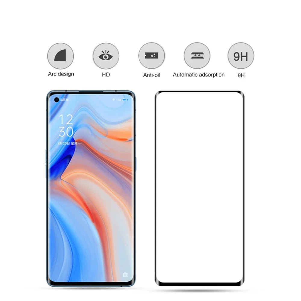 MOCOLO 3D Curved Screen Protector for OnePlus 8/Oppo Reno 3 Pro 5G/Reno4 Pro 5G/Reno 5 Pro 5G, Full Coverage Full Glue HD Tempered Glass Film - 2