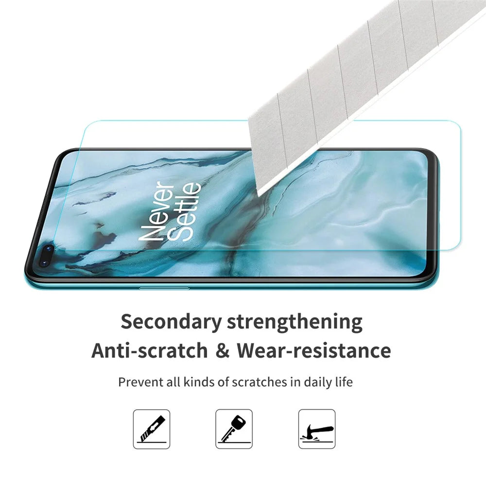 ENKAY 2Pcs/Set 0.26mm Full Screen Tempered Glass Screen Guard Films 9H 2.5D Arc Edge for OnePlus Nord - 5