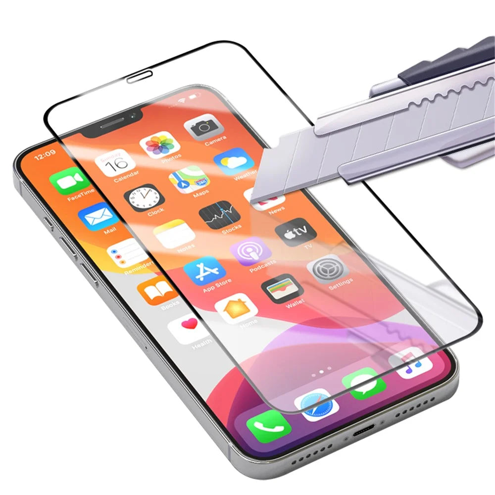 AMORUS Silk Print HD Tempered Glass Full Glue Full Coverage Screen Protector for iPhone 12 Pro / 12 - 4