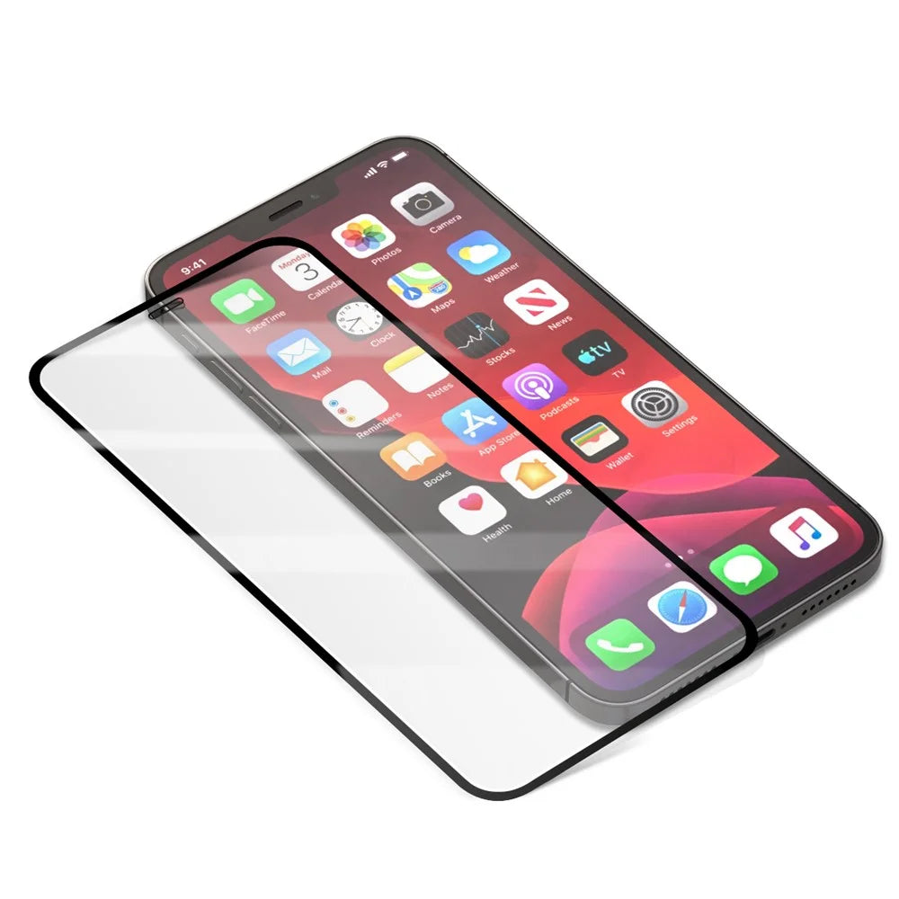 MOCOLO Full Coverage Tempered Glass Film for iPhone 12/12 Pro Screen Protector Full Glue Black - 3