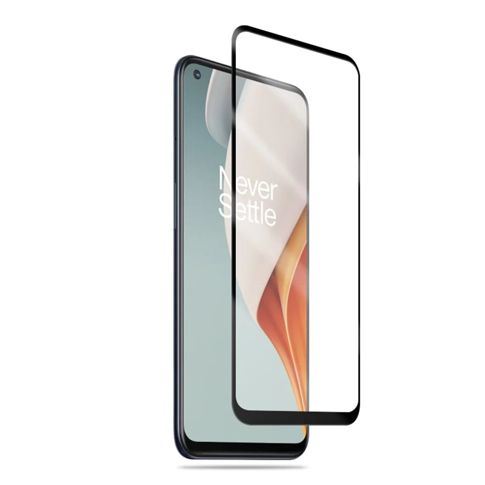 MOCOLO Silk Printing Tempered Glass Screen Protector for OnePlus Nord N10 5G, Full Covering Full Glue Solid Defense Film - Black - 2