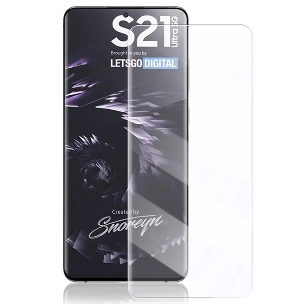 MOCOLO 3D Curved UV Tempered Glass Film for Samsung Galaxy S21 Ultra 5G, Full Cover Full Glue HD Clear Screen Protector Touch Responsive Case Friendly - 1