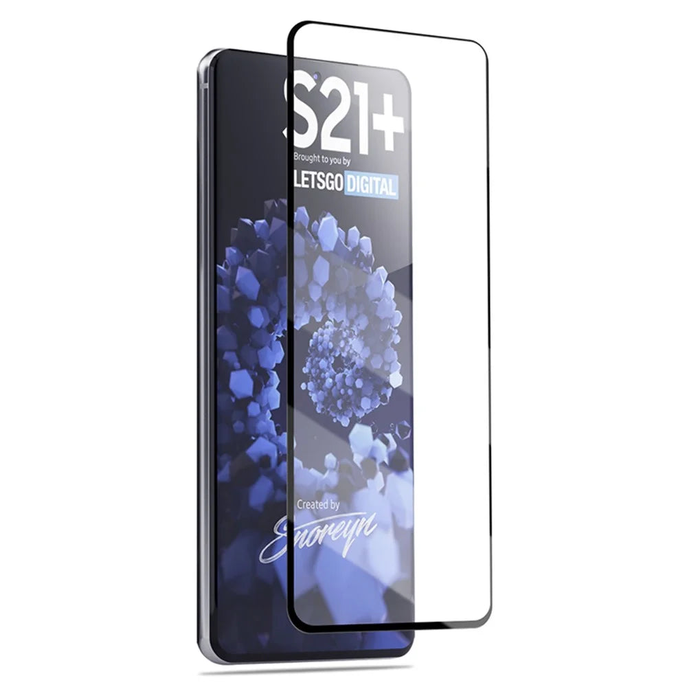 AMORUS Silk Print Full Glue Full Coverage Film for Samsung Galaxy S21+ 5G HD Tempered Glass Screen Protector - Black - 2