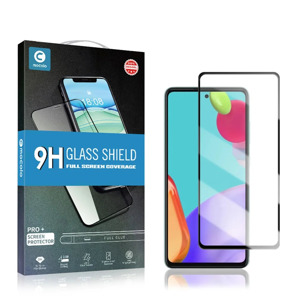 MOCOLO Double Defense Screen Protector for Samsung Galaxy A51 4G /  5G / A52 4G / 5G / A52s 5G / A53 5G, Full Coverage Full Glue Silk Printing HD Tempered Glass Guard Film - Black - 2