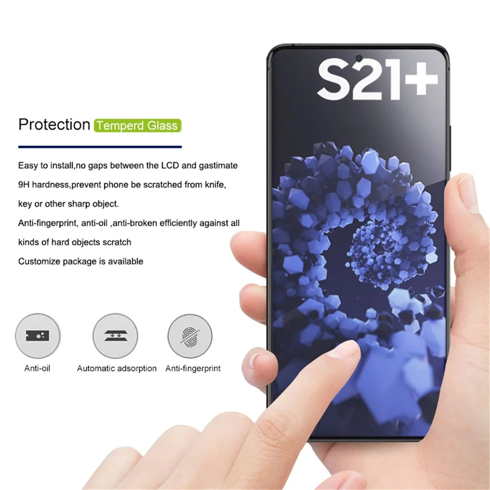 MOCOLO Complete Covering 3D Curved [Side Glue] Tempered Glass Screen Protector for Samsung Galaxy S21 Plus 5G - Black - 7
