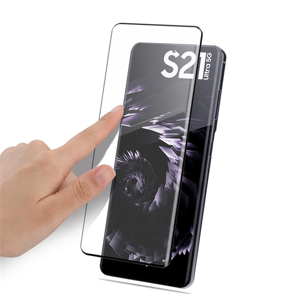 MOCOLO Anti-Fingerprint Full Size 3D Curved Tempered Glass Screen Protector [Side Glue] for Samsung Galaxy S21 Ultra 5G - Black - 5