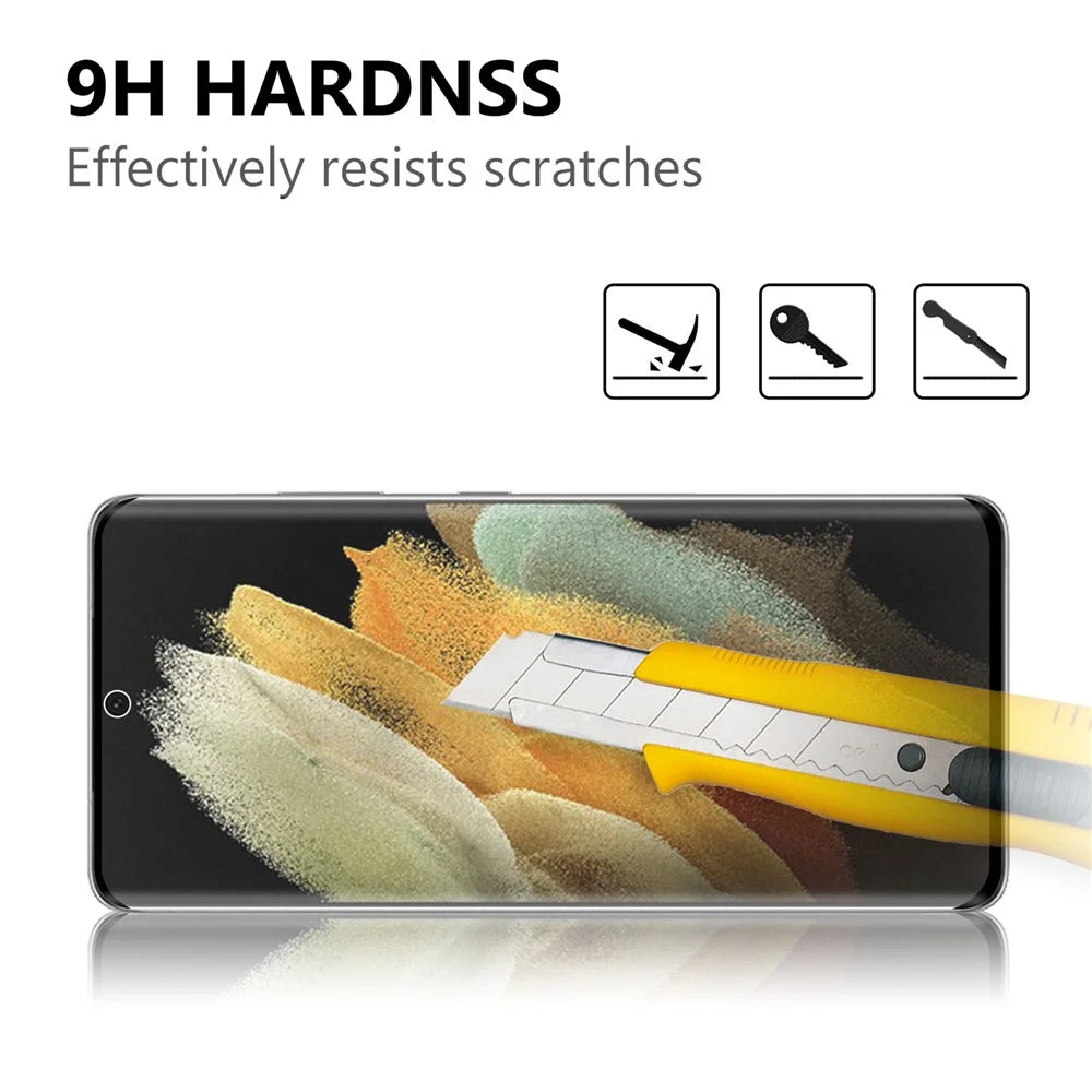 Anti-Fingerprint Ultra Clear 3D Tempered Glass Full Screen Protector Film for Samsung Galaxy S21 Ultra 5G - 3