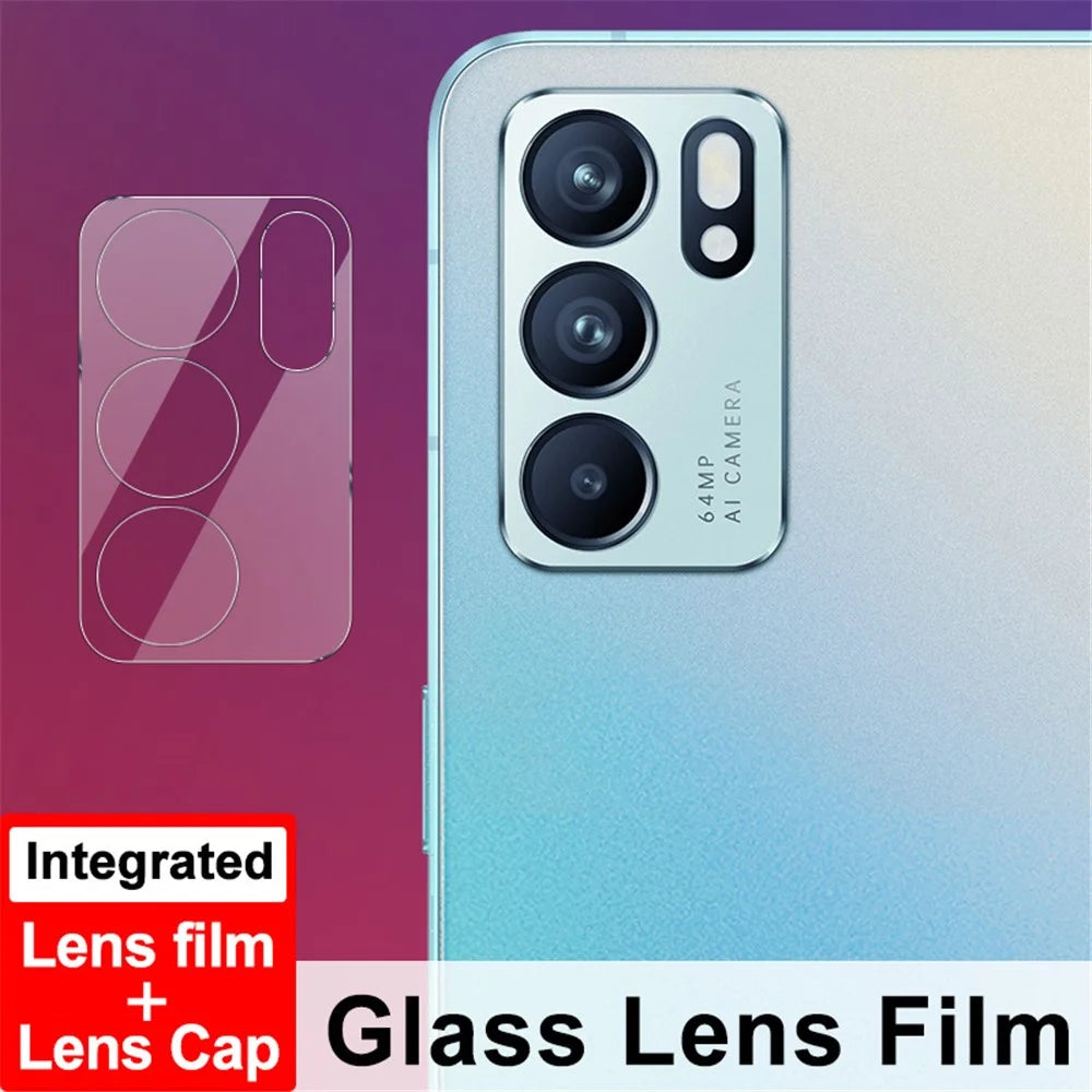 IMAK High Definition Tempered Glass Anti-Scratch Camera Lens Film + Acrylic Lens Cap for Oppo Reno6 5G - 2