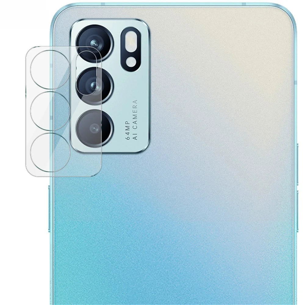 IMAK High Definition Tempered Glass Anti-Scratch Camera Lens Film + Acrylic Lens Cap for Oppo Reno6 5G - 6