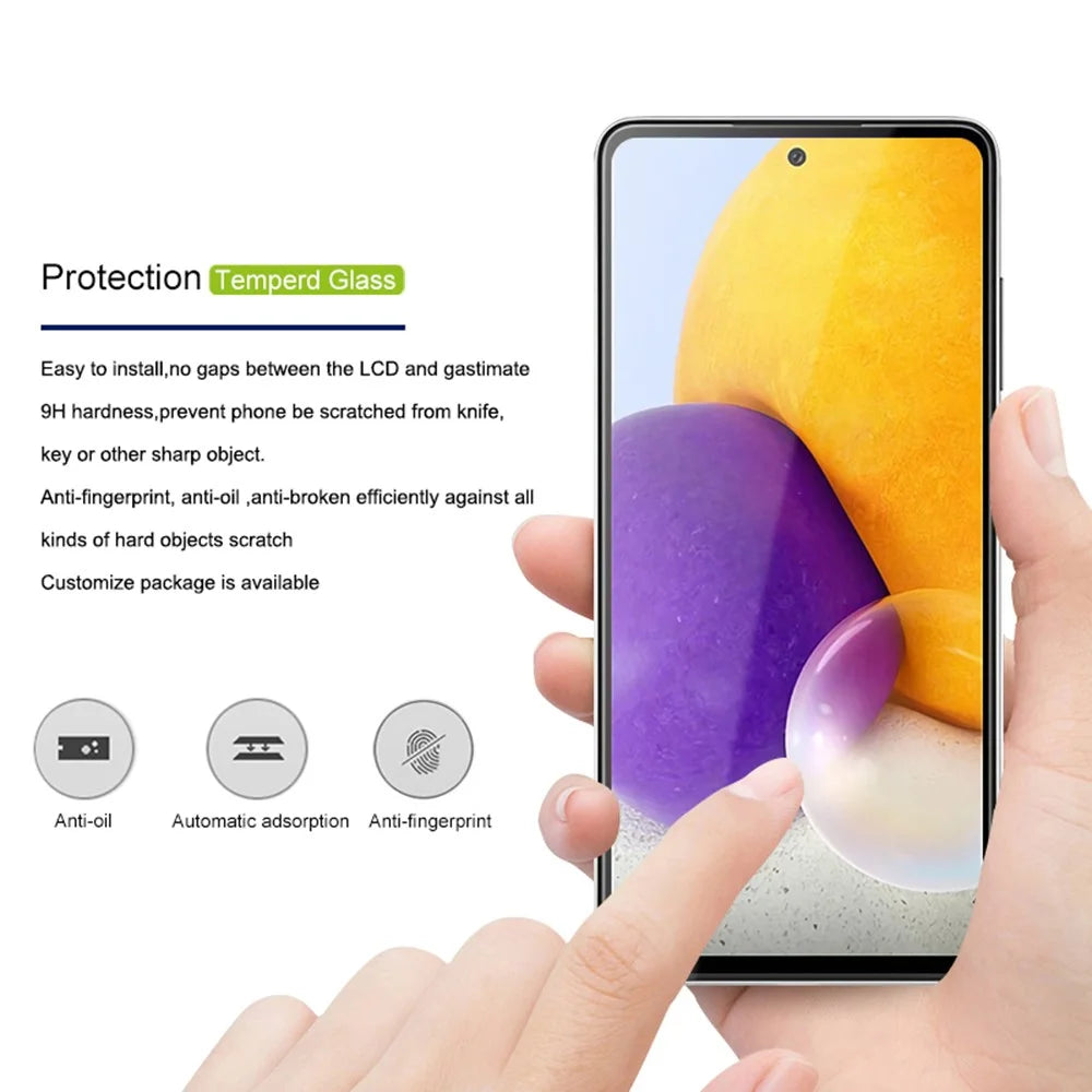 MOCOLO Silk Print 9H Hardness HD Full Glue Full Screen Coverage Tempered Glass Protector for Samsung Galaxy A72 4G/5G - Black - 2