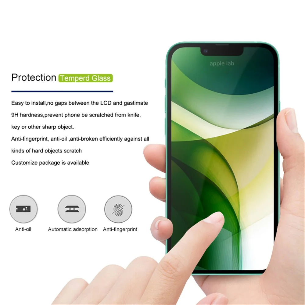 AMORUS Silk Printing High Definition Full Glue Tempered Glass Film Full Screen Covering Protector for iPhone 13 Pro Max / 14 Plus - Black - 2