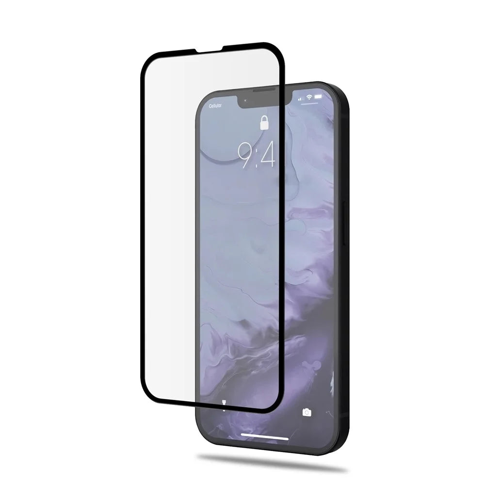 AMORUS Silk Printing High Definition Full Glue Tempered Glass Film Full Screen Covering Protector for iPhone 13 Pro Max / 14 Plus - Black - 3
