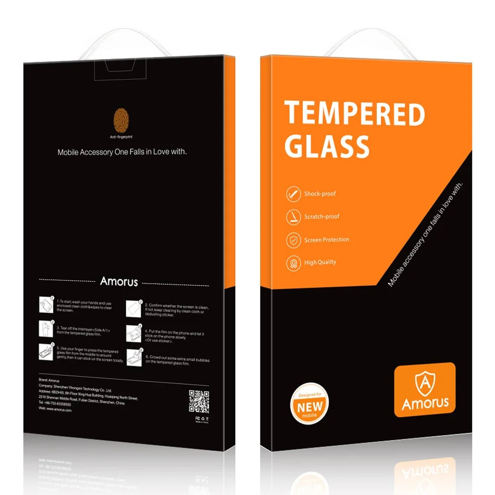 AMORUS Silk Printing High Definition Full Glue Tempered Glass Film Full Screen Covering Protector for iPhone 13 Pro Max / 14 Plus - Black - 7