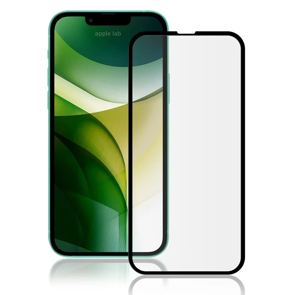 AMORUS Secondary Strengthening Silk Printing Screen Protector for iPhone 13 / 13 Pro / 14, High Definition Full Screen Covering Full Glue Tempered Glass Film - Black - 1