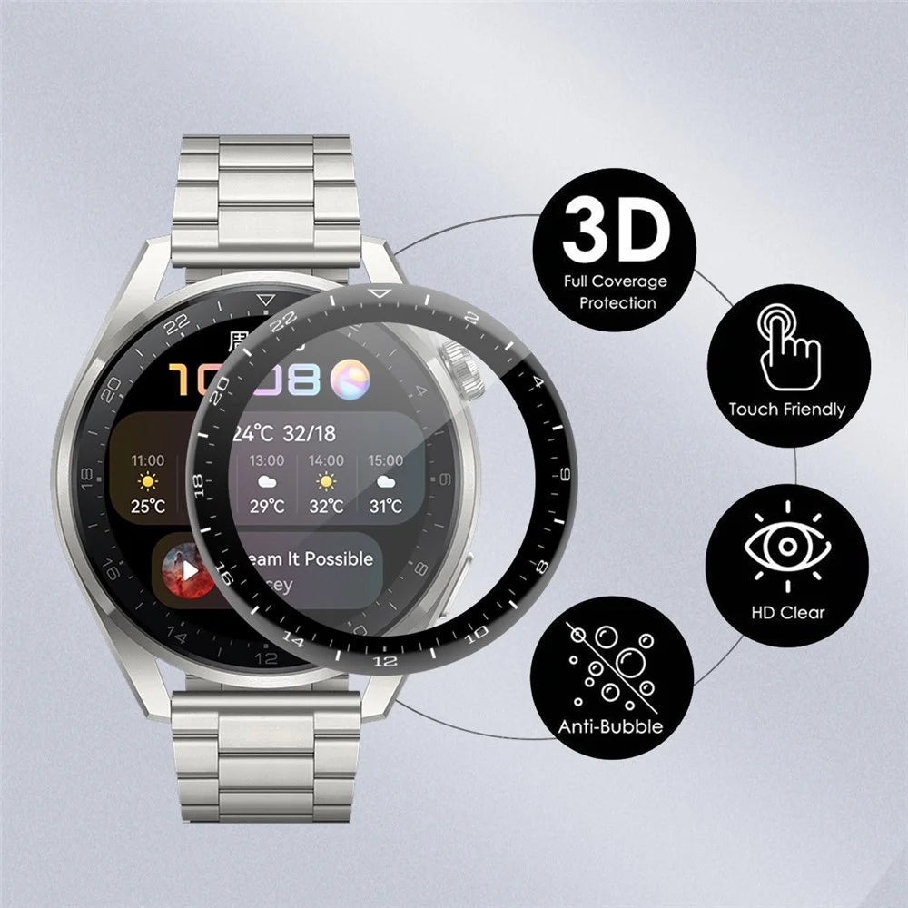 ENKAY HAT PRINCE [5PCS] 3D Curved Soft PC Edge + PMMA Full Size Tempered Glass Screen Protector Films for Huawei Watch 3 Pro 48mm - 3