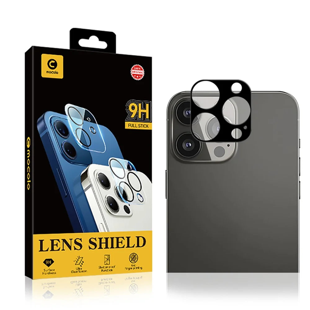 MOCOLO Silk Printing Camera Lens Film for iPhone 13 Pro Max 6.7 inch, 9H Hardness Precise Cutout Tempered Glass Camera Lens Protector - Black - 6