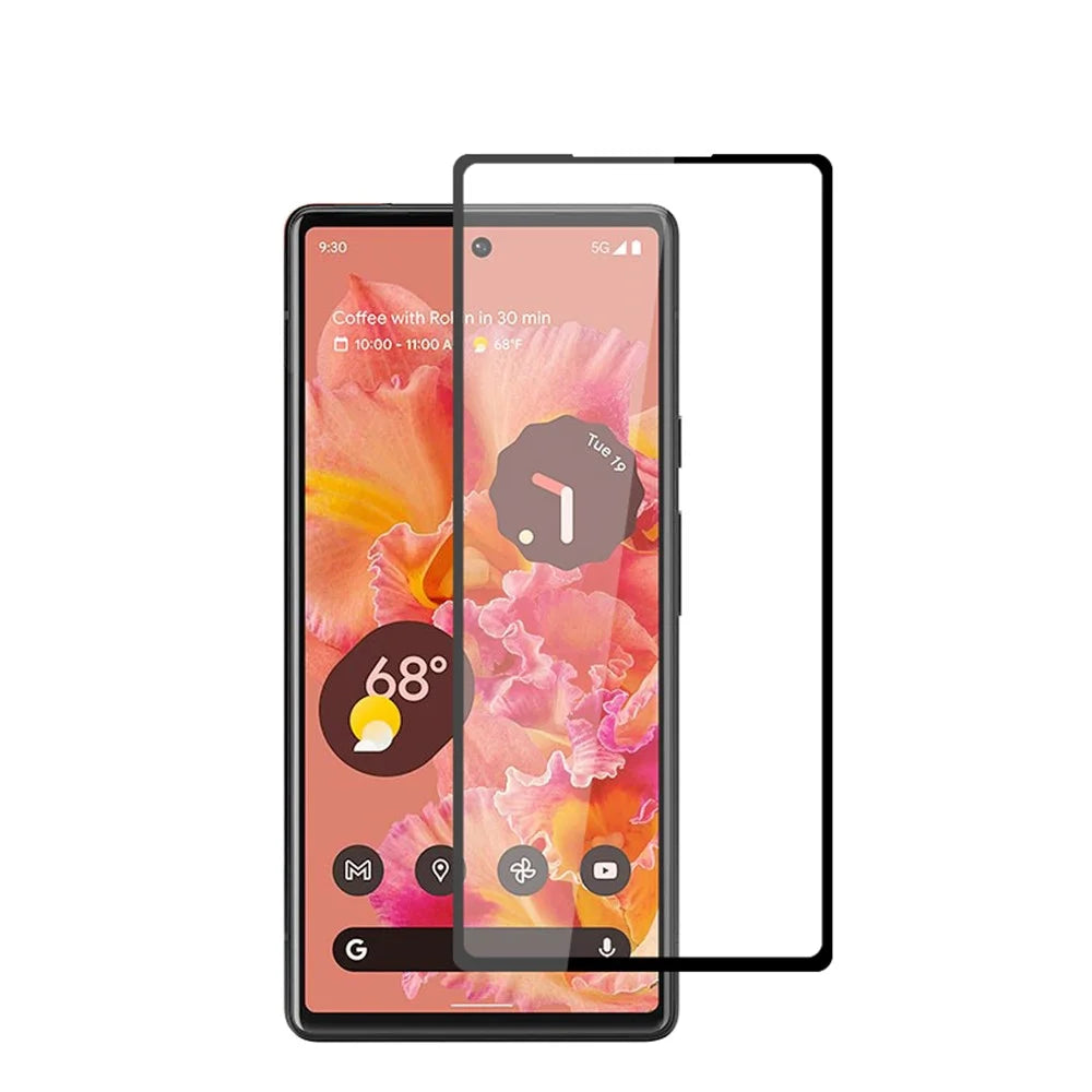 AMORUS Silk Printing HD Full Coverage Full Glue 9H Tempered Glass Screen Protector for Google Pixel 6 - Black - 1