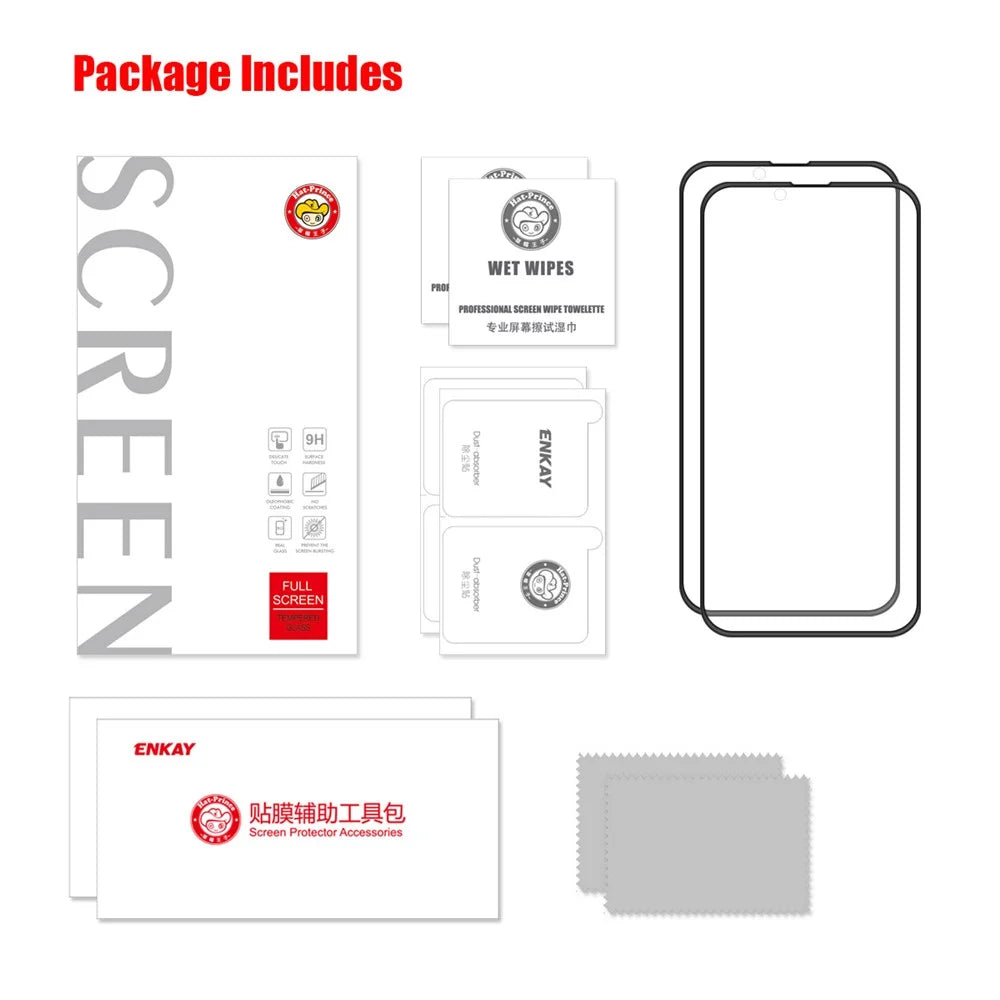 2Pcs / Set HAT PRINCE 9H Anti-Scratch Full Coverage Full Glue Clear Tempered Glass Screen Protector for iPhone 13 / 13 Pro / 14 - 6