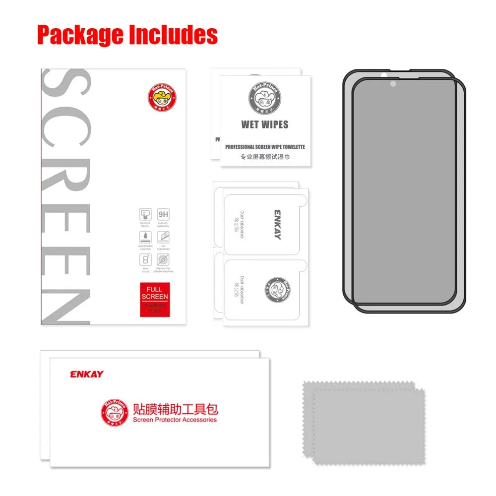 2Pcs / Set HAT PRINCE Full Coverage Full Glue 9H Hardness HD Anti-Spy Anti-Peep Tempered Glass Screen Protector for iPhone 13 / 13 Pro / 14 - 7