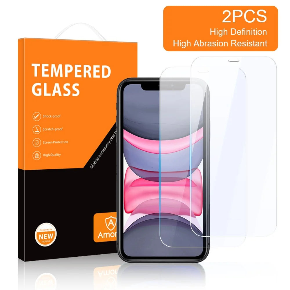AMORUS 2Pcs/Set Full Glue HD Clear Anti-Scratch Tempered Glass Screen Protector for iPhone 11 Pro Max 6.5 inch - 2