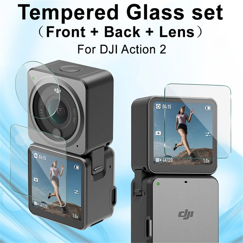 IMAK 1 Set Tempered Glass Explosion-proof Camera Front Screen + Rear Screen + Lens Protector Film Cover Kit for DJI Action 2 - 2